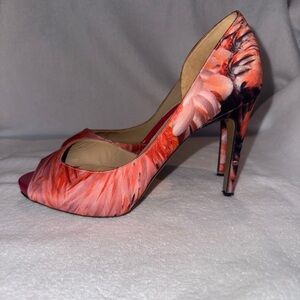 Nicholas Kirkwood Pink Floral Peep-Toe Heels